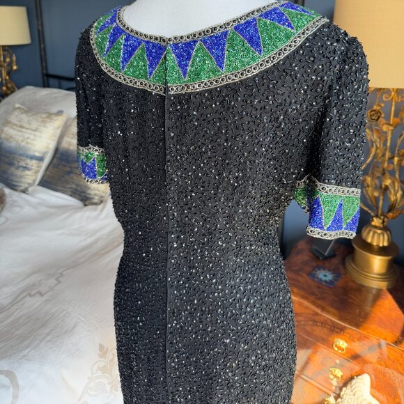 80s Vintage Niteline by Della Roufogali Beaded Sequin Mini Dress - Picture 7 of 16